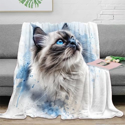 Ragdoll Couchdecke Fleecedecke Sofadecke Wohndecken 3D Druck Bett Decken Weichen Flauschig Kuscheldecke Tagesdecke Flauschig Warm for Erwachsene er 80x90inch(200x230cm) von EVMILA