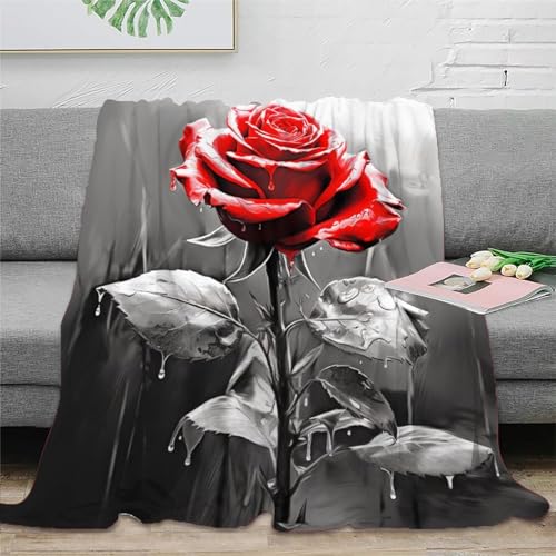 Rosa Rose Wohndecken Sofadecke Fleecedecke 3D Druck Couchdecke Weichen Flauschig Flauschig Warm Kuscheldecke Tagesdecke Bett Decken for Erwachsene er 60x80inch(150x200cm) von EVMILA