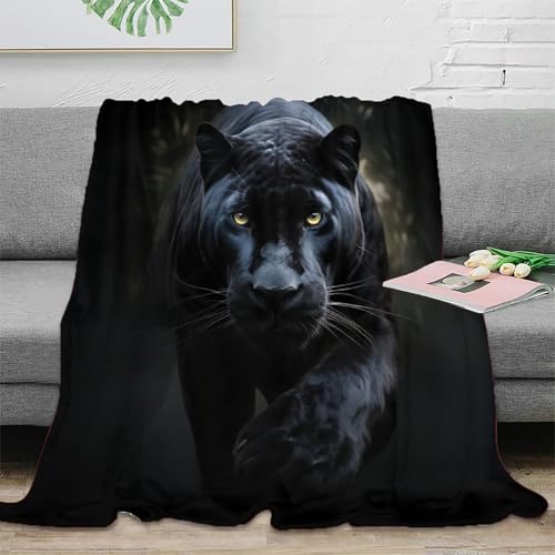 Schwarzer Panther 3D Druck Couchdecke Sofadecke Fleecedecke Wohndecken Flauschig Warm Kuscheldecke Tagesdecke Bett Decken Weichen Flauschig Für n 80x90inch(200x230cm) von EVMILA