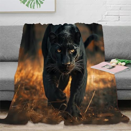 Schwarzer Panther Couchdecke Sofadecke Fleecedecke 3D Druck Wohndecke Bett Decken Flauschig Warm Kuscheldecke Tagesdecke Weichen Flauschig Für n 60x80inch(150x200cm) von EVMILA