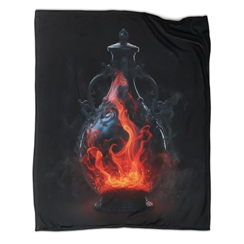 Zauberflasche Sofadecke Wohndecke Couchdecke 3D Druck Flamme Fleecedecke Flauschig Warm Weichen Flauschig Bett Decken Tagesdecke Kuscheldecke for Erwachsene Kinder 50x60inch(127x152cm) von EVMILA