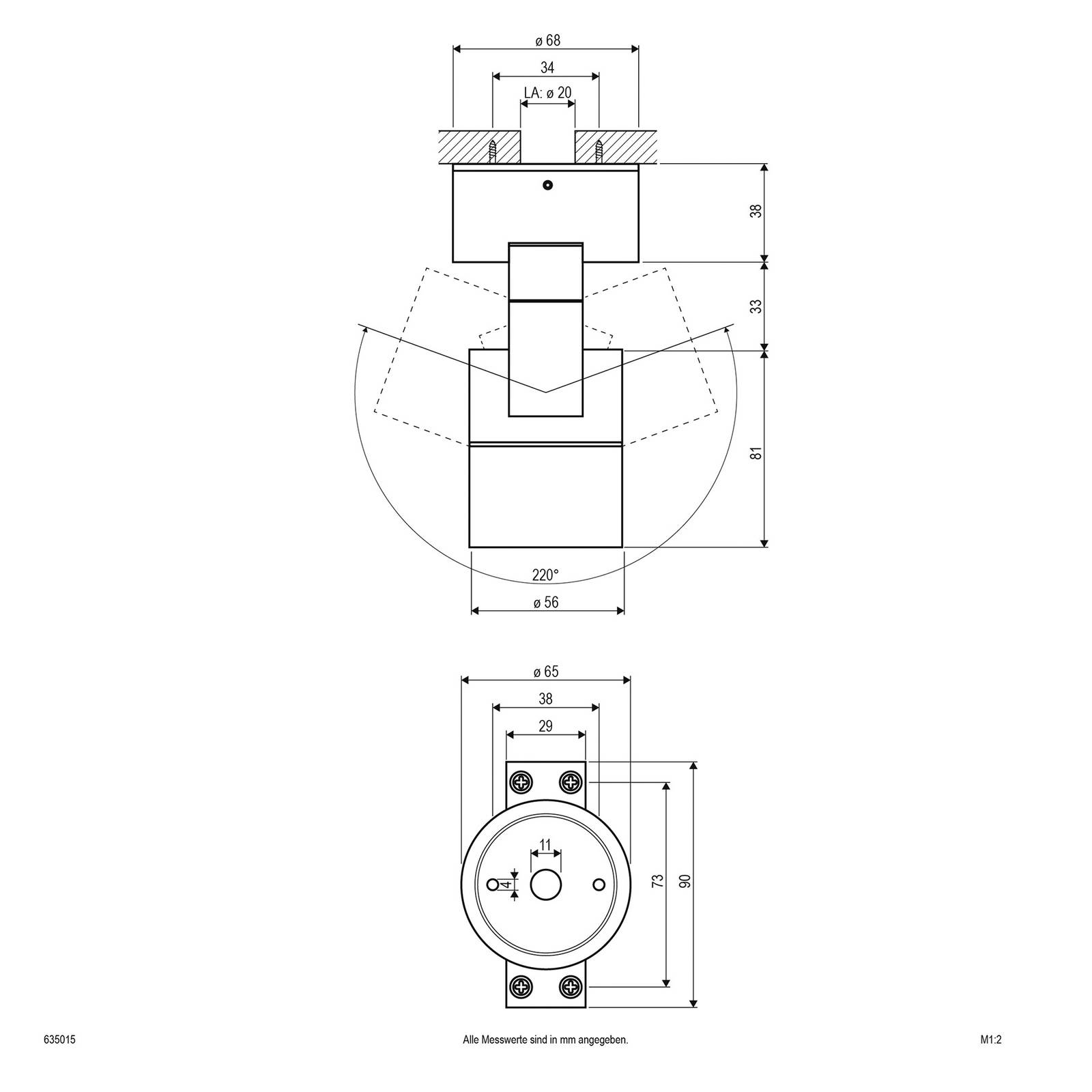 EVN 635015 Deckenanbauspot, IP54 rund anthrazit von EVN