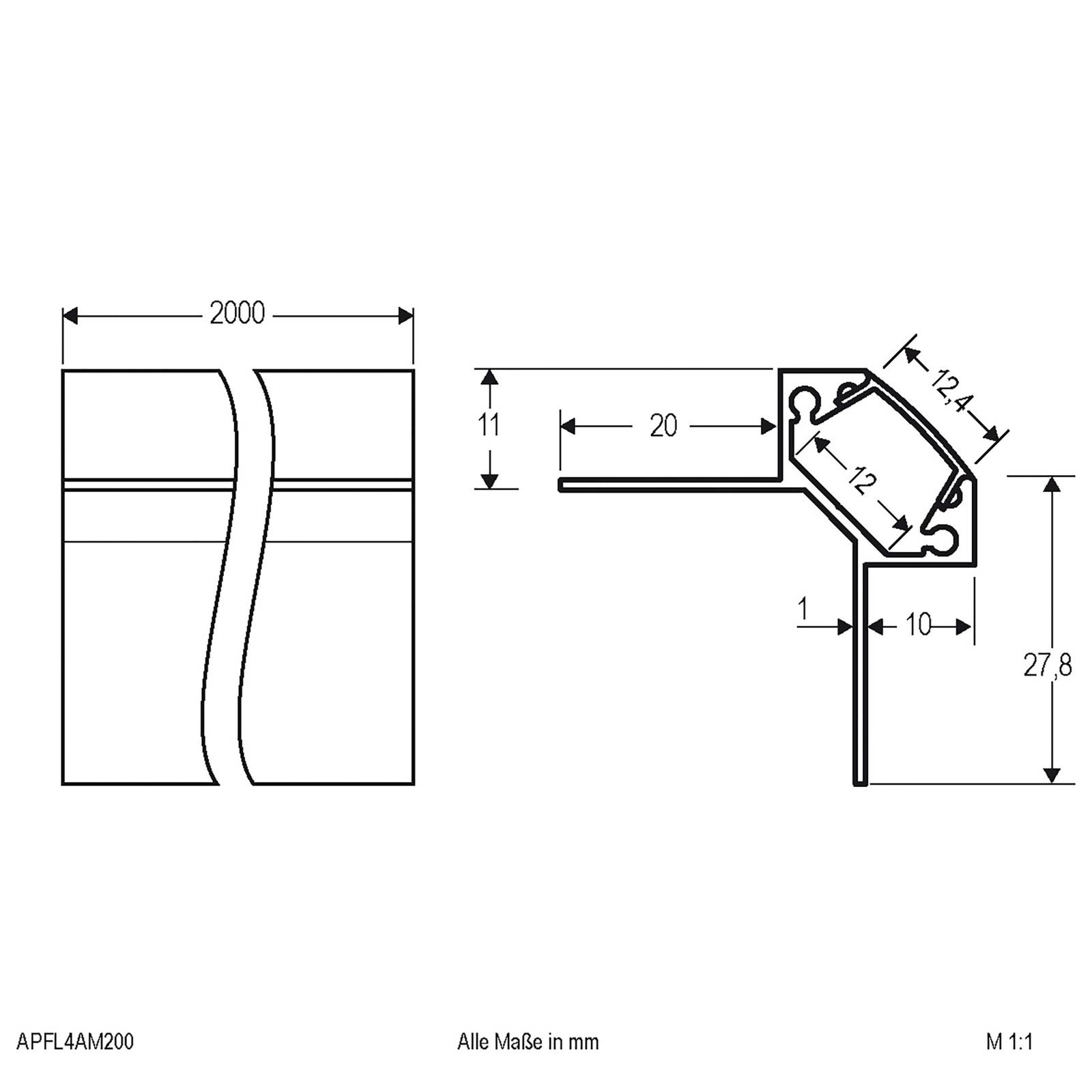 EVN APFL4 Alu-Fliesen-Eckprofil außen 200cmx3,8cm von EVN