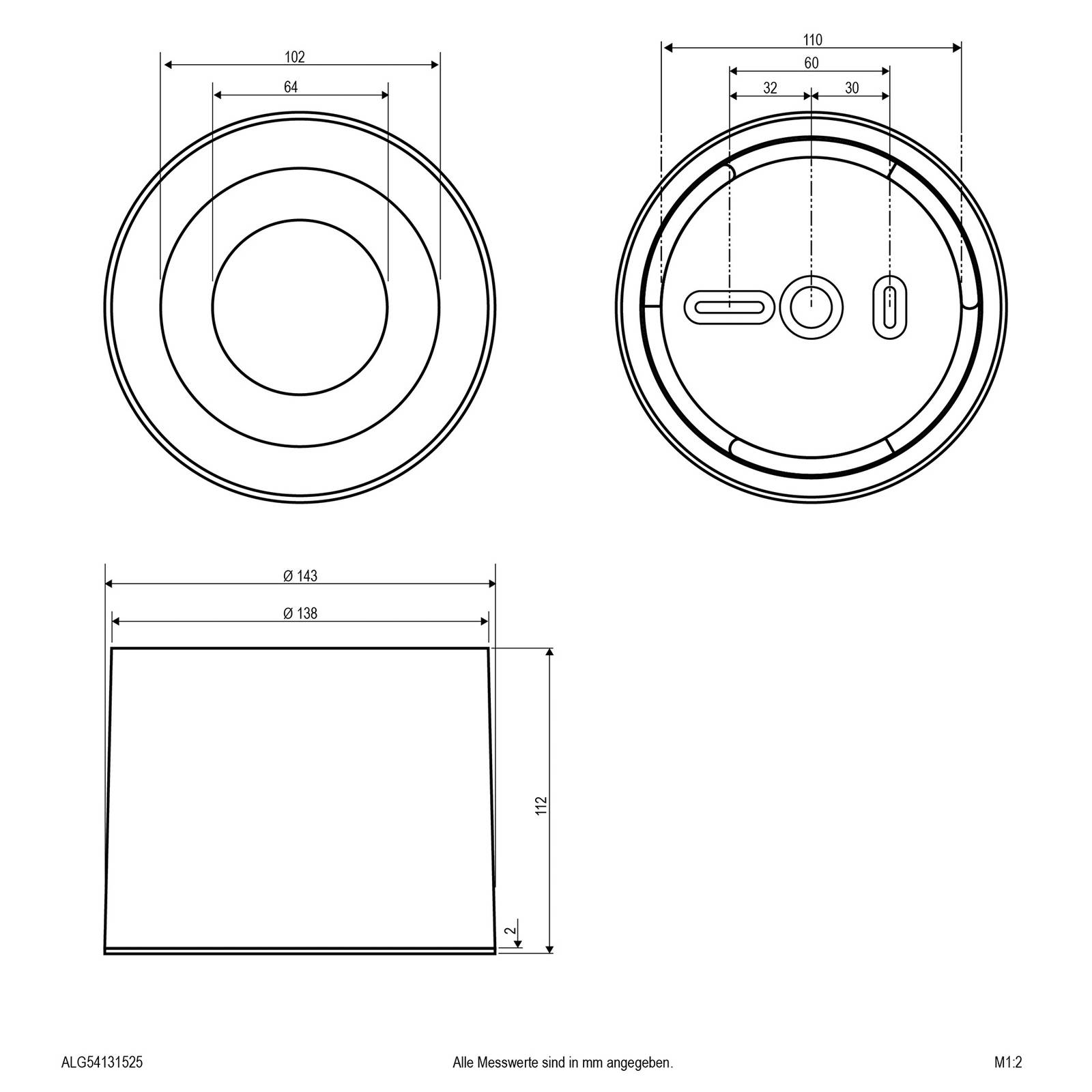 LED-Deckenspot ALG54, rund 13W anthrazit von EVN