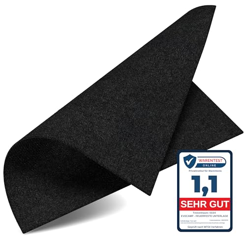 EVOCAMP Feuerfeste Unterlage 30x30 cm hitzebeständig bis zu 982 °C Feuerfester Stoff ideal als Feuerschutzmatte oder als Grillunterlage, Hitzeschutzmatte Nicht brennbar, feuerfeste Platte Brandschutz von EVOCAMP