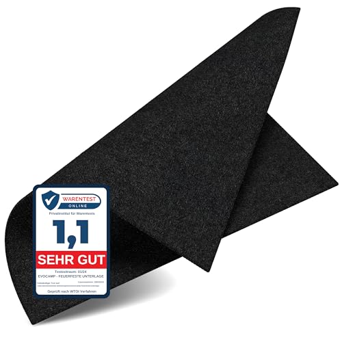 EVOCAMP Feuerfeste Unterlage 60x30 cm hitzebeständig bis zu 982 °C, Feuerfester Stoff ideal als Feuerschutzmatte oder als Grillunterlage, Hitzeschutzmatte Nicht brennbar, feuerfeste Platte Brandschutz von EVOCAMP