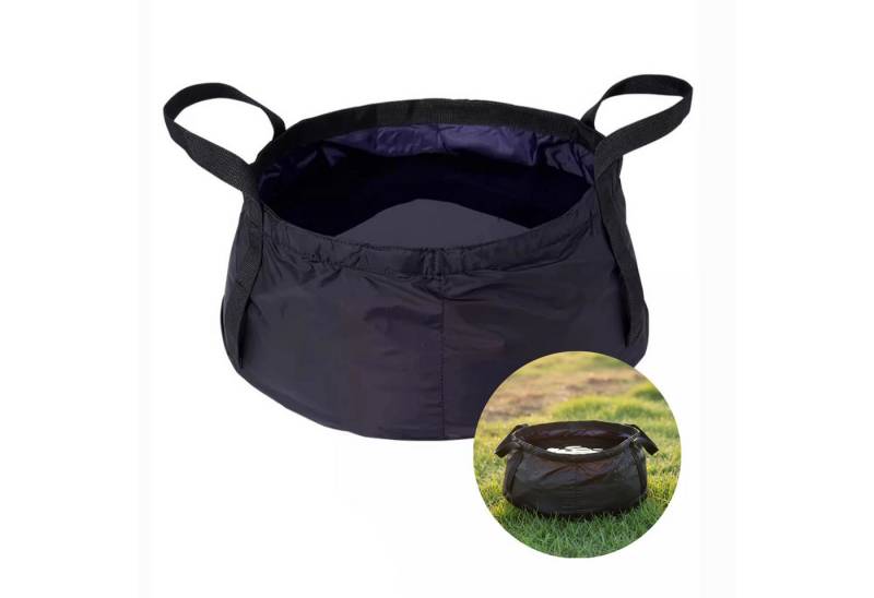 EVOCAMP Schüssel Faltbare Camping Wasserdichte Waschschüssel 8,5 L, 30×14 cm, Schwarz, Nylon, (1-tlg), Kompakt verstaubar, Hitzebeständig bis 90 °C, Ultraleicht 58 g von EVOCAMP