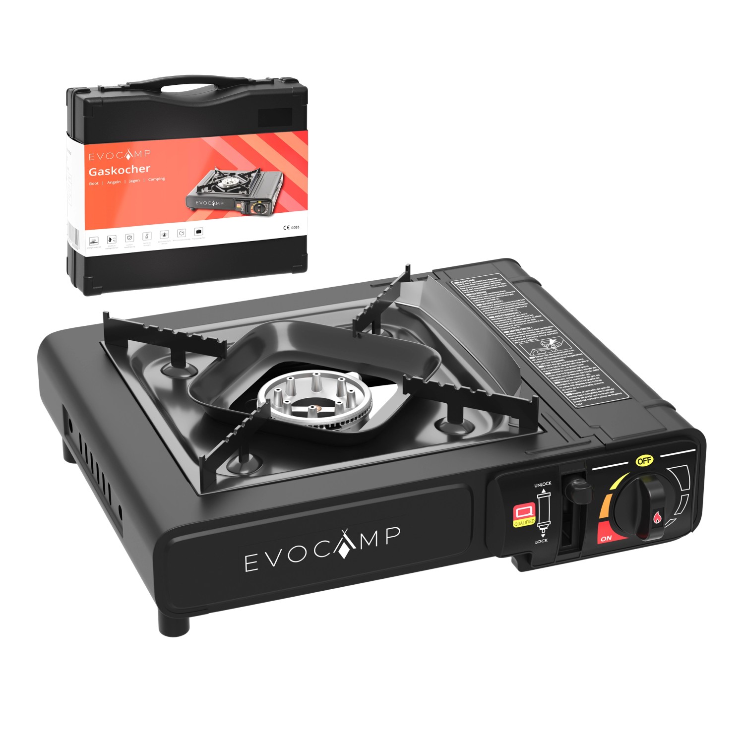 Evocamp Camping Gaskocher 1-Flammig für 227g Kartuschen mit Transportkoffer Evocamp Camping Gaskocher 1-Flammig für 227g Kartuschen mit Transportkoffer von EVOCAMP