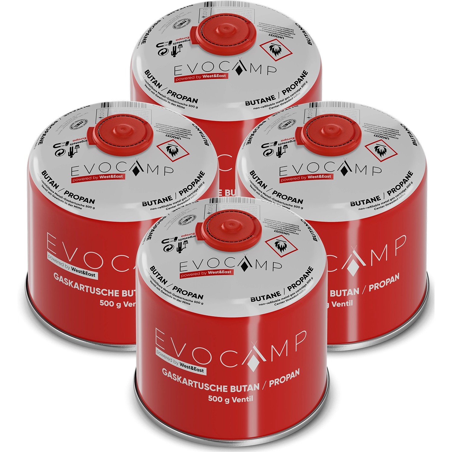 Evocamp Gaskartusche 4 Stück Butan Propan 500 g Schraubventil für Campingkocher und Gasgrills Evocamp Gaskartusche 4 Stück Butan Propan 500 g Schraubventil für Campingkocher und Gasgrills von EVOCAMP