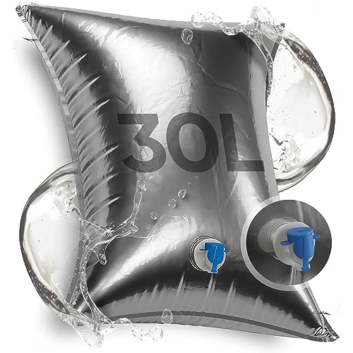 Wassersack 30L x 1 STK., Wasserbehälter faltbar, Wasserbeutel BPA-frei, kein Bisphenol A, Waterbag für Camping, Wasserspeicher für Notversorgung, Wassersäcke, Water Bag, Wasser Behälter reißfest von EVOCAMP