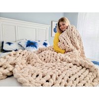 Neu Extra Jumbo Chenille Decke, Chunky Garn, Arm Strickdecke, Super Wurf Decke von EVOKnit