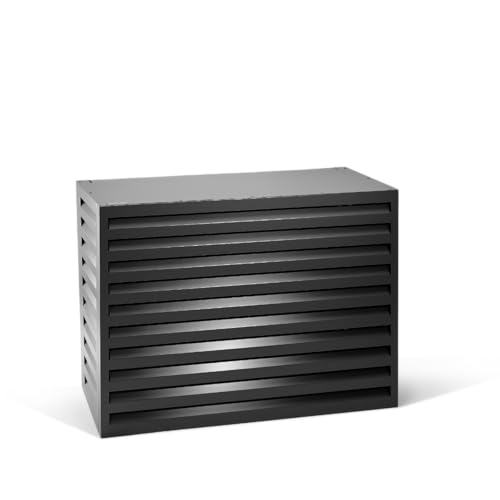 EVOLAR Evo-Cover Abdeckung/Verkleidung für Klimaanlage und Wärmepumpe für Außengerät Garten Balkon – Schutzgitter/Sichtschutz aus Aluminium mit Lamellen – Modell: MEDIUM, Farbe: SCHWARZ von EVOLAR