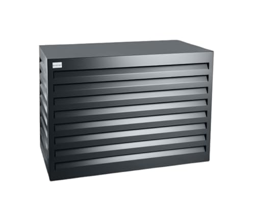 EVOLAR Evo-Cover Abdeckung/Verkleidung für Klimaanlage und Wärmepumpe für Außengerät Garten Balkon – Schutzgitter/Sichtschutz aus Aluminium mit Lamellen – Modell: SMALL, Farbe: ANTHRAZIT DUNKEL von EVOLAR