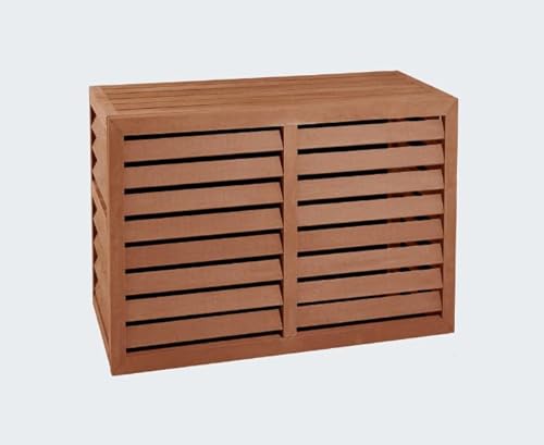 EVOLAR Evo-Cover Abdeckung/Verkleidung für Klimaanlage und Wärmepumpe für Außengerät Garten Balkon – Schutzgitter/Sichtschutz aus WPC mit Lamellen – Modell: SMALL, Farbe: TROPIKAL TEAK von EVOLAR