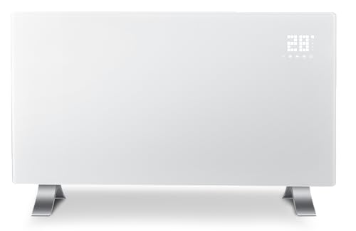 EVOLAR Glasheizung - Glasskonvektor Elektroheizkörper mit Glas-Panel - Elektroheizung Stand- oder Wandheizung - mit APP WIFI/WLAN Funktion, FernbedienungTouchscreen, Timer - 1200/2400 Watt - Weiß von EVOLAR
