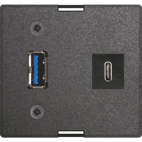 EVOline Wechselmodul USB C & A + Netzteil passend zu Einbausteckdosen, schwarz von EVOLINE