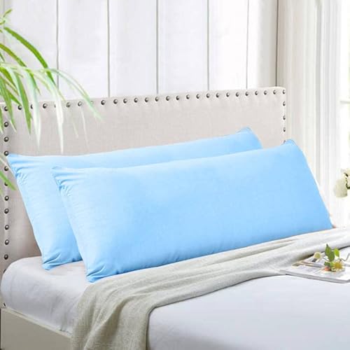 Evolive Kissenbezug aus besonders weicher Mikrofaser, 53,3 x 137,2 cm, mit verstecktem Reißverschluss, 2er-Set, Hellblau, Körperkissenbezug 53,3 x 137,2 cm von EVOLIVE