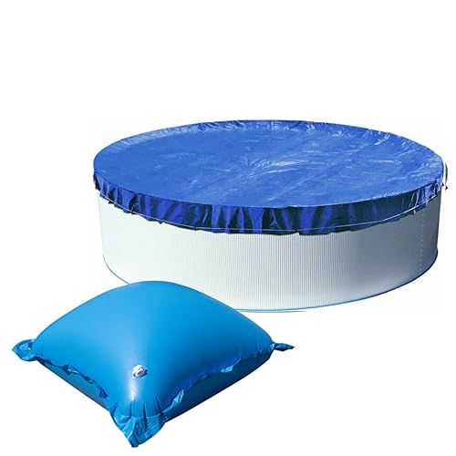 EVOLUTION Abdeckplane mit 10 Luftkissen Set Rund 450/460cm Blau Übermaß Pool Überwinterung von EVOLUTION