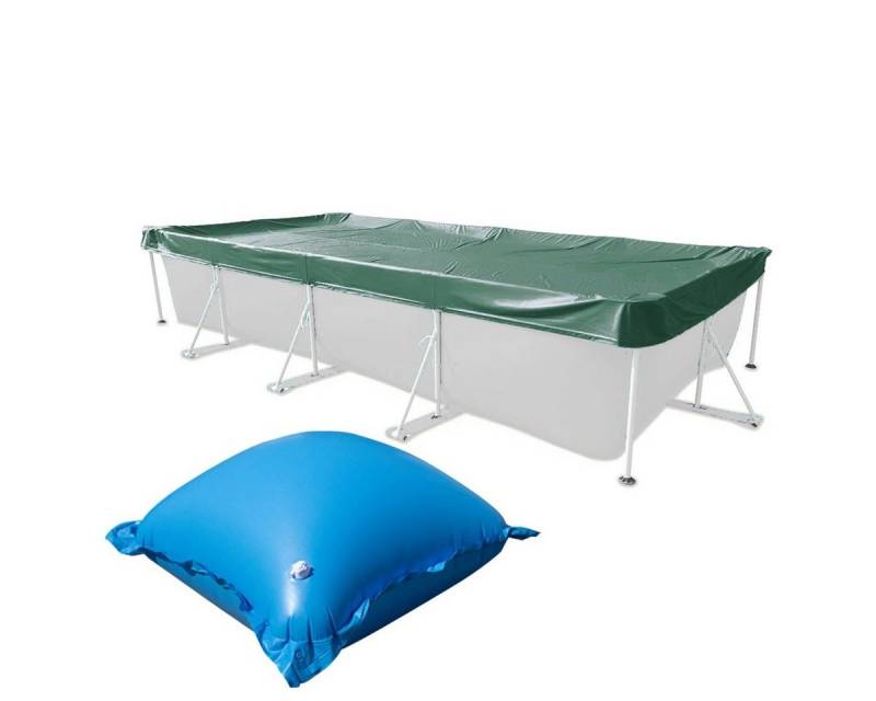 EVOLUTION Pool-Abdeckplane Abdeckplane mit Luftkissen SET Rechteck Grün mit Übermaß Pool Überwint von EVOLUTION