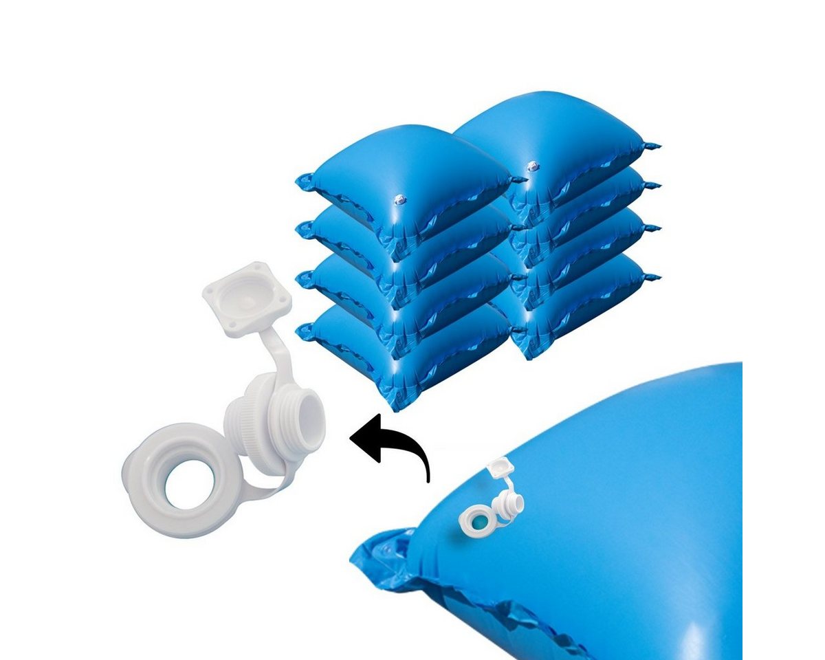 EVOLUTION Pool Poolkissen Set – Aufblasbare Luftkissen für Poolabdeckung Winter (8-tlg), Mit Luftstopventil & 4 Ösen – Wasser, Schmutz laufen ab von EVOLUTION