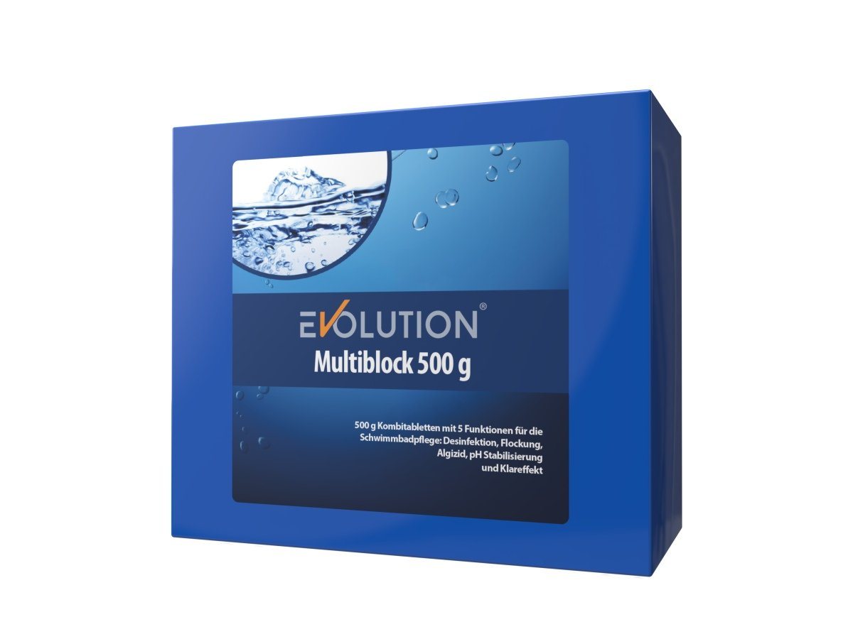EVOLUTION Poolpflege Evolution Multiblock 500 g langsamlöslich Chlor Algizid Urlaub Pool von EVOLUTION