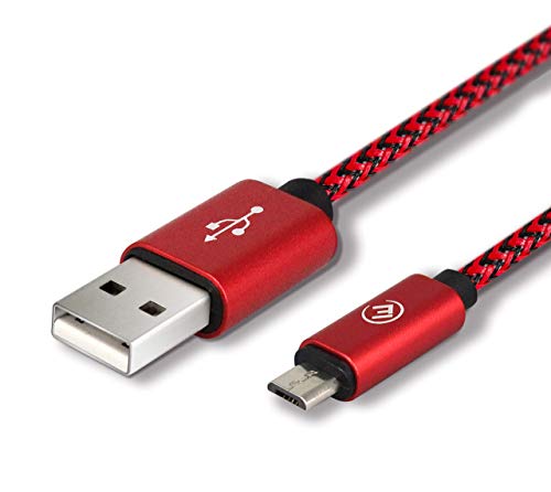EVOMIND Micro USB Kabel in geflochtenes Nylon 1M Schnellladekabel und Datenkabel für Samsung Galaxy S7/6/ A10/ J, Xiaomi Redmi 9c/6a, PS4/Xbox One Controller, und andere MicroUSB-Geräte - 1M Rot von EVOMIND