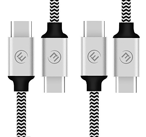 EVOMIND USB C auf USB C Kabel [2x2M] Nylon Geflochtenes USB Type C 2.0 Ladekabel DatenKabel Schnellladekabel fur Samsung Galaxy S23/ S22/ S21, Xiao Mi 12/11/ 10, usw. - 2x2M Silber von EVOMIND