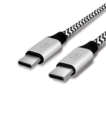 EVOMIND USB C auf USB C Kabel in Nylon Geflochtenes 1M USB Type C 2.0 Ladekabel DatenKabel Schnellladekabel 3A für Samsung Galaxy S23/ S22/ S21, Xiaomi Mi 12/11/ 10, usw. - 1M Silber von EVOMIND