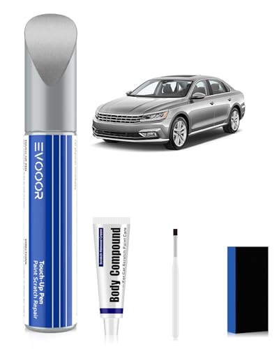 (LA7W/8E) Reflexsilber Metallic Autolack Nachbesserung Kit mit Kratzer-Entferner für Volkswagen/VW, Kratzer Reparatur für Auto, Schnelle & Einfache Lösung zur Reparatur von EVOOOR