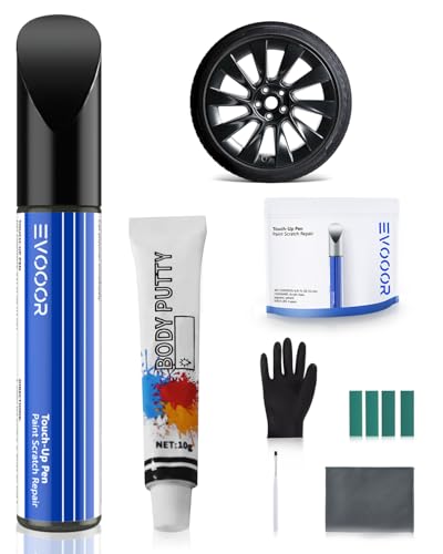 EVOOOR Ausbesserungslack für Tesla-Felgen mit Reparaturset – farblich passendem Ausbesserungslack (Mattschwarz (für Modell Y 20'')) von EVOOOR
