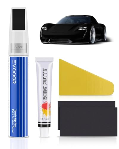 EVOOOR Schwarz 2-in-1-Autolack Nachbesserung Kit mit Karosseriekitt für Autos Reparieren, Kratzer Reparatur für Auto, Schnelle & Einfache Lösung zur Reparatur von EVOOOR