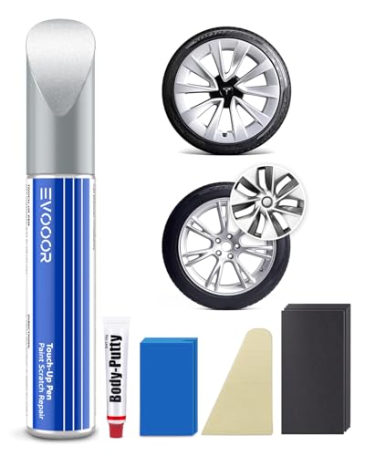 EVOOOR Sternenlicht-silber Tesla Felgen Lackstift Kit für Tesla Model 3 19 Zoll/Model Y19 Zoll-Exakte Übereinstimmung – Ausbesserung von Kratzern und Abplatzungen(Sternenlicht-silber) von EVOOOR