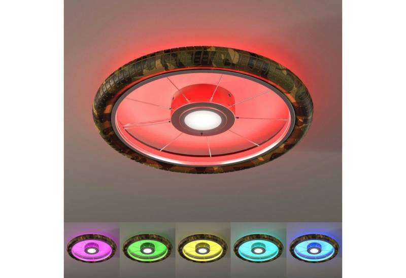 my home Deckenleuchte Bela, Dimmfunktion, RGB, dimmbar über Fernbedienung, LED wechselbar, RGB, RGB Funkfernbedienung, Reifenleuchte, Wheel von my home