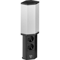 EVOline 159345000300 Steckdosenturm 2fach Schwarz, Edelstahl Flachstecker 1St. von EVOline