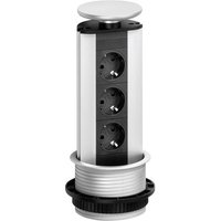 EVOline 93100313 Steckdosenturm 3fach Schwarz, Silber Schutzkontakt 1St. von EVOline