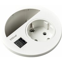 Evoline - Circle80 Steckdose mit Kabeldurchgang und USB-A+C-Doppelcharger, weiß von EVOline