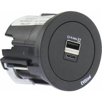 Evoline - One USB-Charger 2-fach Typ a+c mit Abdeckring, ks weiß von EVOline