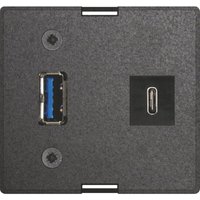 Evoline - Wechselmodul usb c & a + Netzteil passend zu Einbausteckdosen, schwarz von EVOline