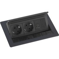 Flip Top Push s Einbausteckdose 2-fach mit usb a & usb c Charger, 230V - 3500W, schwarz - Evoline von EVOline