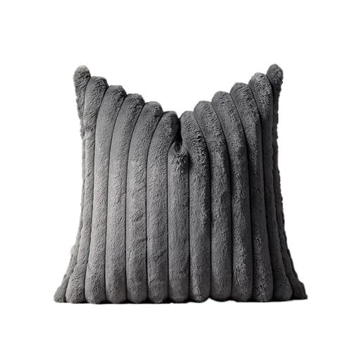 EVPCPWTYZY Doppelseitiger Kissenbezug aus Plüsch mit breitem Rand, Kissenbezug for Schlafsofa, einfach und elegant, warm und romantisch(Dark Gray,40 * 60cm) von EVPCPWTYZY