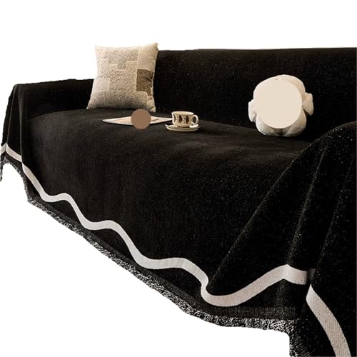 EVPCPWTYZY Modernes, einfaches Sofatuch for Vier Jahreszeiten, universeller Bezug, All-Inclusive-Decke(Black,180 * 180cm) von EVPCPWTYZY