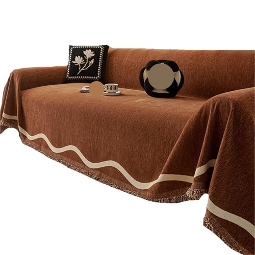 EVPCPWTYZY Modernes, einfaches Sofatuch for Vier Jahreszeiten, universeller Bezug, All-Inclusive-Decke(Brown,180 * 420cm) von EVPCPWTYZY