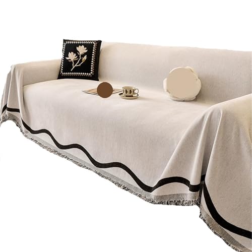 EVPCPWTYZY Modernes, einfaches Sofatuch for Vier Jahreszeiten, universeller Bezug, All-Inclusive-Decke(White,180 * 300cm) von EVPCPWTYZY