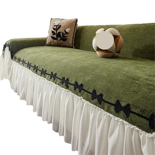 EVPCPWTYZY Rock Sofabezug Kissen Vier Jahreszeiten Universal Handtuch voll bequem und atmungsaktiv(Green,180 * 380cm) von EVPCPWTYZY