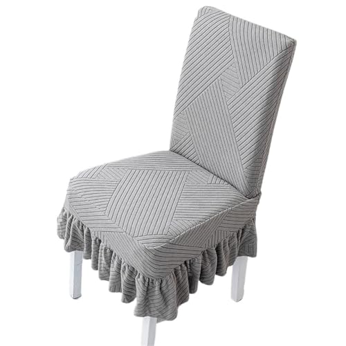 EVPCPWTYZY Verdickter, elastischer Stuhlbezug aus Twill, für vier Jahreszeiten, Esstisch, Hocker, Rückenlehne, integrierter Schutz (Mittelgrau, 6 Stück) von EVPCPWTYZY