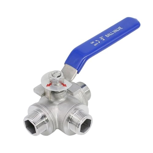1/2" 3/4" Edelstahl-Dreiwege-Kugelhahn mit Außengewinde, L-Typ, T-Typ, manuelles Ventil(3/4",T Type) von EVPEOETCPC