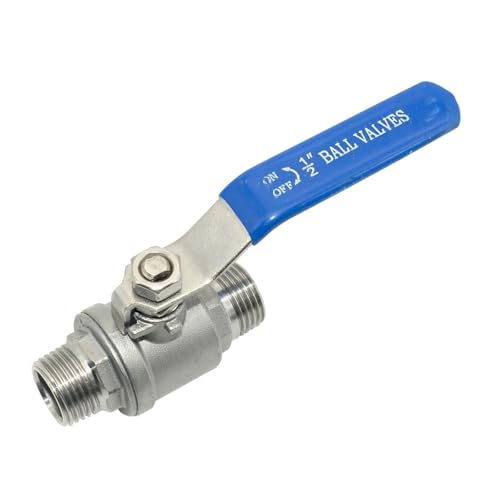 304 Edelstahl Zweiteiliges Kugelventil 3/8 1/2“ 3/4” 1“ 2”NPT Männlicher Schalter Fitting Adapter(1-1/4") von EVPEOETCPC