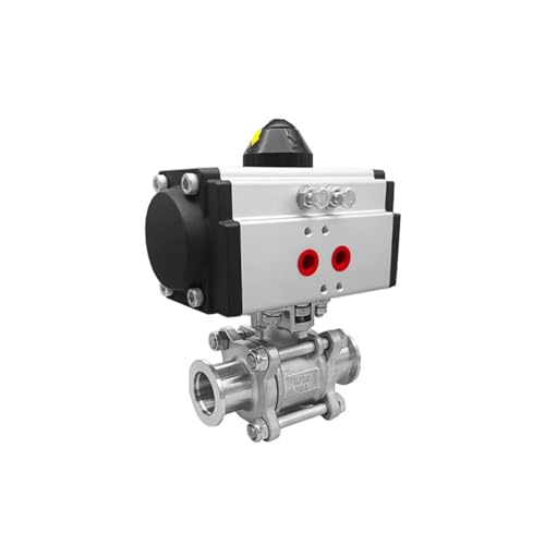 DN20 Sanitär-Edelstahl-Dreiteiler-Hochplattform-Kugelhahn Tri-Clamp-Ferrule-Typ-Kugelhahn mit doppeltwirkendem Zylinder von EVPEOETCPC