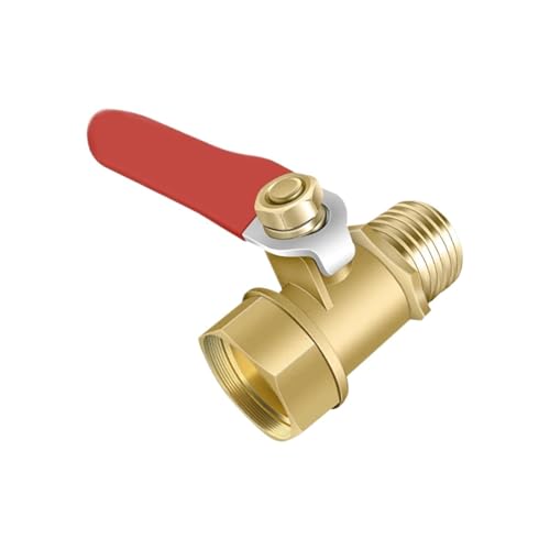 Kugelhahn aus Messing mit rotem Griff und Innen- und Außengewinde 1/4" 3/8" 1/2" Zoll (5er-Pack)(3l8) von EVPEOETCPC