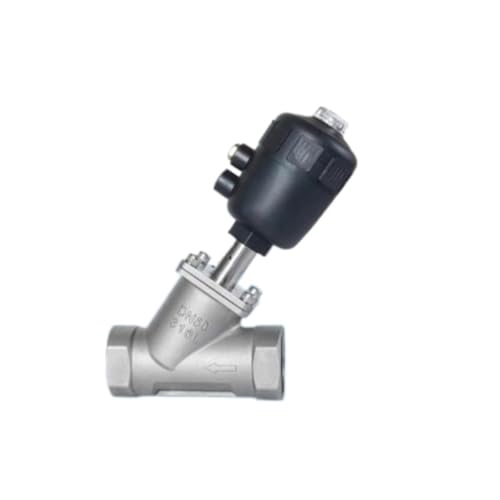 Pneumatisches Winkelsitzventil Y-Kugelventil aus Edelstahl 304 Typ C mit Kunststoffkopf(1",Single Acting) von EVPEOETCPC